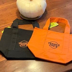 Trader Joe's Black and Orange Tote Bags